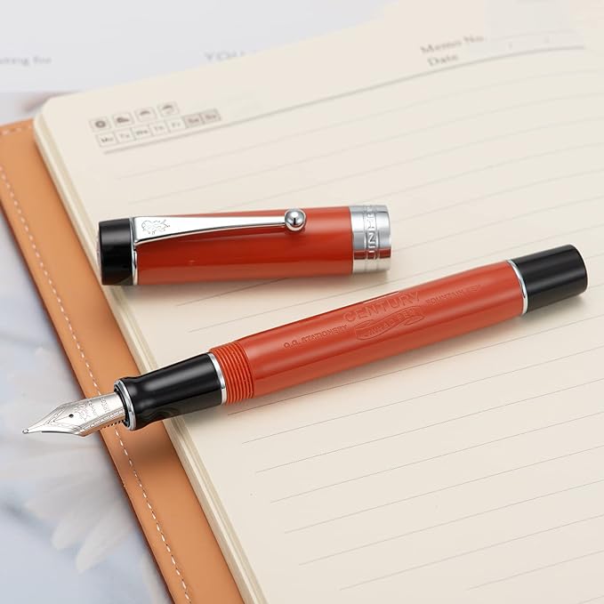 Jinhao 100 Fountain Pen Celluloid Classic Style, #6 Nib Smooth Writing Instrument with Refillable Converter and Pen Case Set