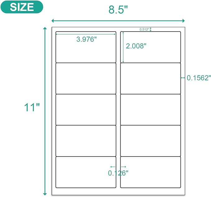 MFLABEL 2x4 Shipping Address Labels, 10-UP, 1500 Count, 150 Sheets for Printer, Internet Mailing, FBA Stickers 2" x 4" for Laser/Inkjet Printer