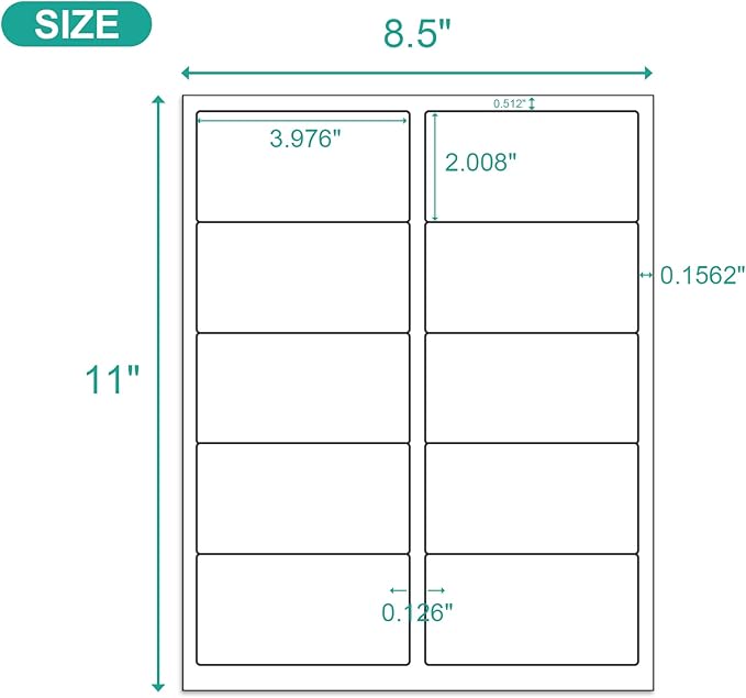 MFLABEL 2x4 Shipping Address Labels - 500 Count, 50 Sheets for Printer - 10-UP Internet Mailing Stickers - 2" x 4" FBA Labels for Laser/Inkjet Printer