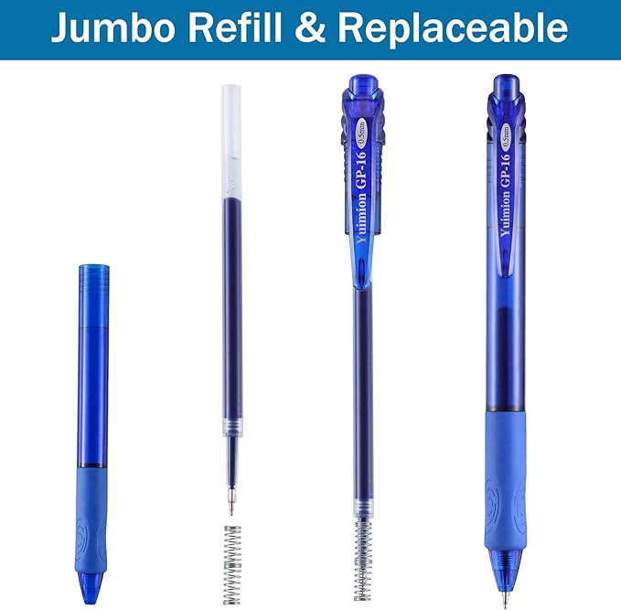 16 Pcs Retractable Gel Pens Fine Point (0.5mm) Rollerball Pens for Smooth Writing (Black&Red&Blue Ink) for Women Men Journaling School and Office Supplies Use…