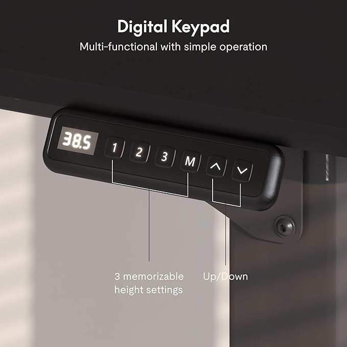 SANODESK 4-Leg Standing Desk, Electric Height Adjustable Desk with Memory Presets for Home Office, Stand up Desk Computer Workstation, 55x28 Inches Black