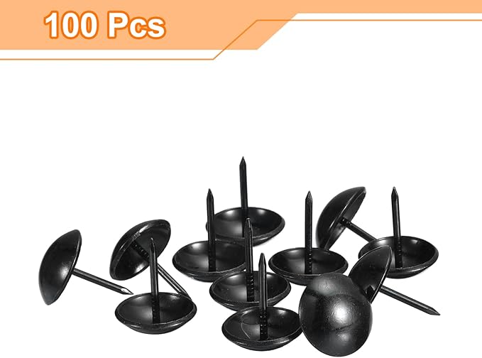 uxcell Upholstery Tacks Nail Pins Furniture, 150Pcs 19x23mm Thumb Tack Pins Assortment Kit Carbon Steel for Home Sofa DIY Decorative Nail Heads Nails, Black