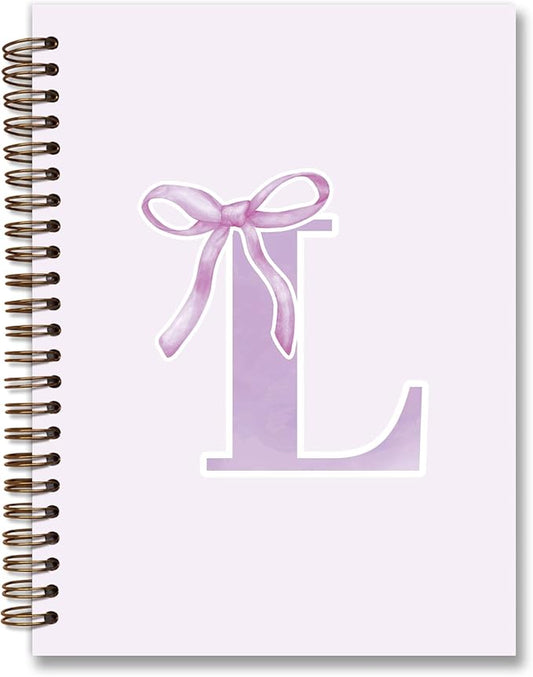foedor Coquette Trendy Preppy Purple Bow Spiral Notebook,Initial L Journal Personalized Teen Girl Gifts,Monogrammed Gifts for Women Teen Girl,College Ruled Hardcover Spiral Notebook(purple)
