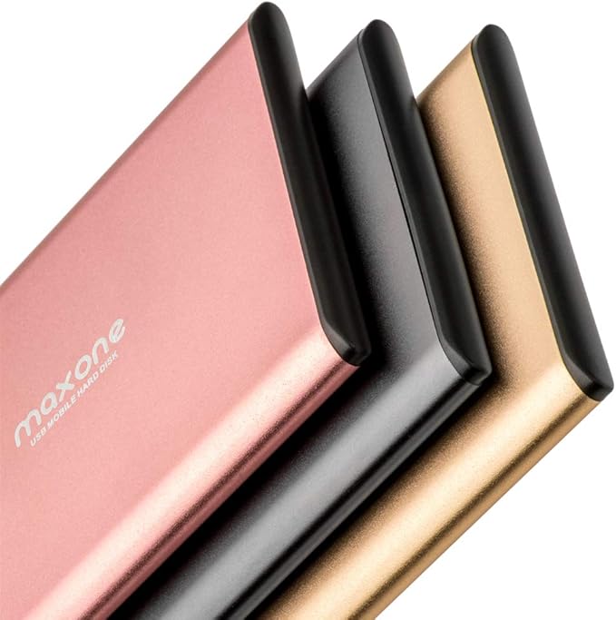 Maxone 1TB Ultra Slim Portable External Hard Drive HDD USB 3.0 Compatible with PC, Laptop, Rose Pink