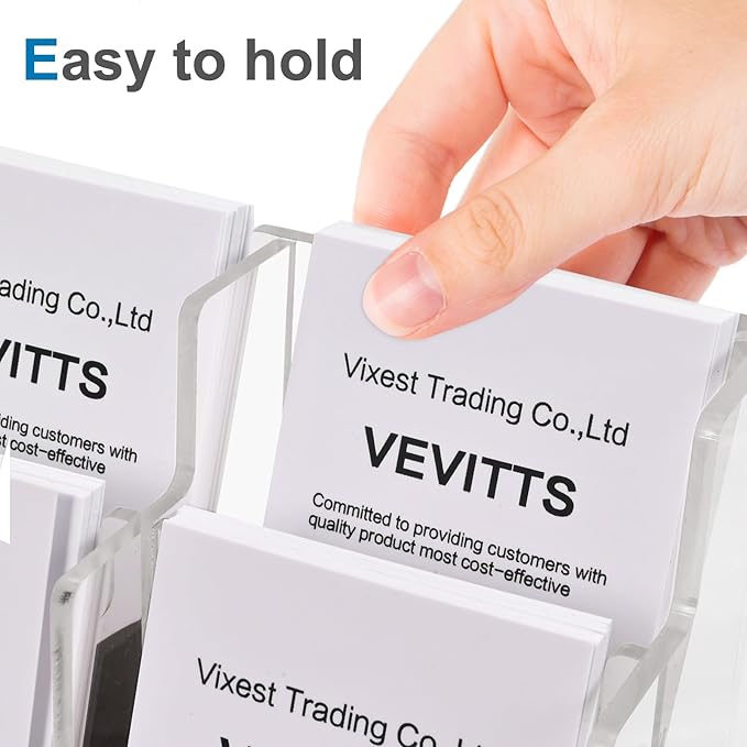 Vertical Business Card Holder, Acrylic Business Card Display, Clear Desktop Business Card Stand for Exhibition, Home & Office Clear 3 Tiers 12 Slots