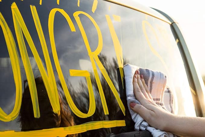 Glass Pen Window Marker: Liquid Chalk Markers for Glass, Car Marker or Mirror Pen with Washable Paint - Car Windows, Storefront Window, Wedding, Parade, Party & Holiday Decorations (White, Fine Tip)