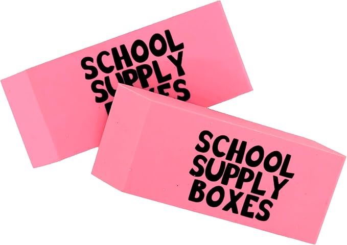 School Supply Boxes | Pink Wedge Erasers | 60 Pack | Smudge-Free and Durable