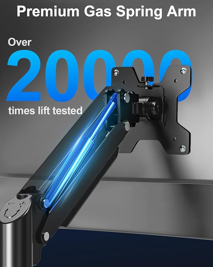 Single Monitor Mount Holds Max 22lbs, 13-32 inch Monitor Desk Mount, Height Adjustable Tall Monitors Arm, Monitors Stand with Tilt Swivel Rotation, VESA 75 100mm, Black, Freelift