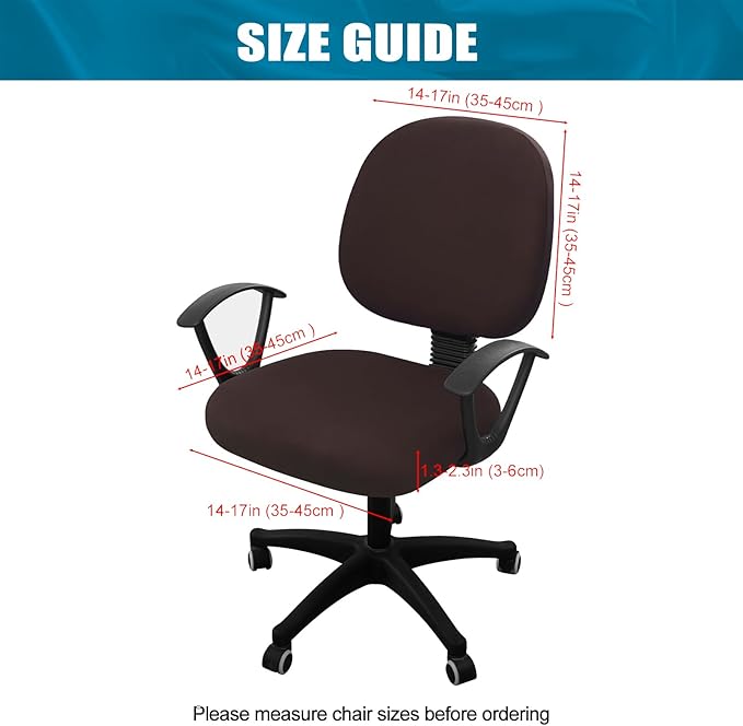 Smiry Stretch Printed Office Computer Chair Covers, Universal Washable Removable Desk Rotating Chair Slipcovers Protector, Seat + Backrest Cover - Chocolate