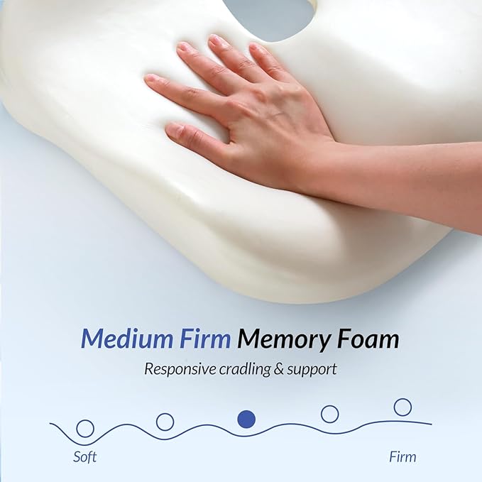 ZIKEE Pioneering Seat Cushion for Pressure Relief, Ergonomic Office Chair Cushion for Sciatica, Back, Hemorrhoids & Tailbone Pain Relief, High-Density Memory Foam Car Seat Cushion with Anti-Slip Base
