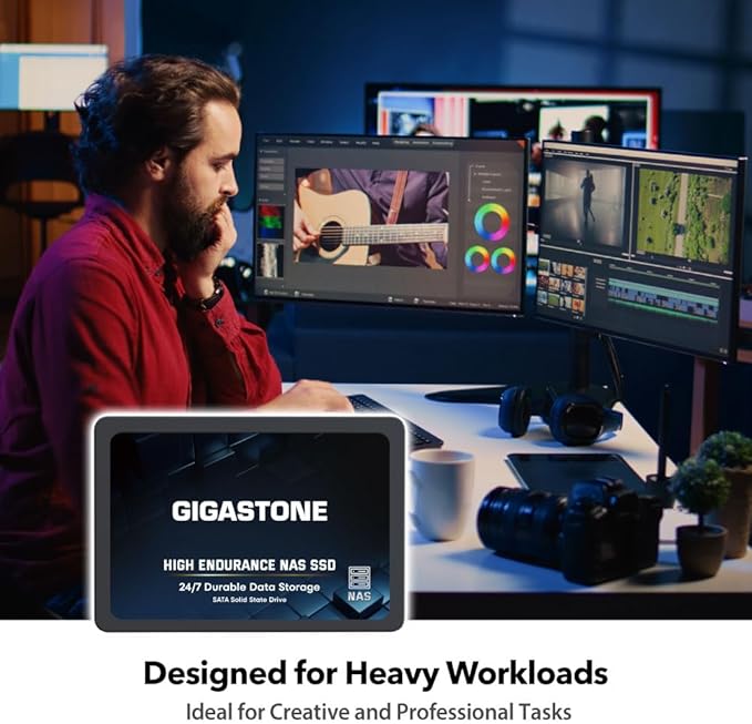 Gigastone 4TB NAS SSD Drive (2-Pack) 24/7 Durable High Endurance RAID Data Storage Network Attached Storage 2.5" SATA Internal Solid State Hard Drives