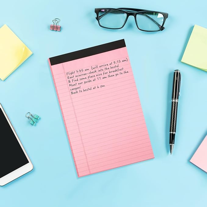 Gueevin 12 Pcs 5'' x 8'' Colored Lined Legal Pads Letter Size 40 Sheets Per Notepads Micro Perforated Notebook and Writing Pad for School, College, Office, Business(Pastel)