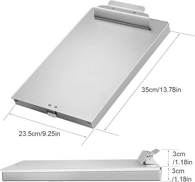 ZCZN Recycled Aluminum Storage Clipboard, Clipboard Box, Form Holder, Suitable for School, Office, Jobsite or Medical Staff, 9.25 x 13.78 Inches, Silver