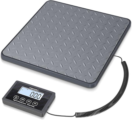 THINKSCALE Shipping Scale, 440 lbs/1 oz Highly Accurate Postal Scale with Hold/Tare/LCD Display, Lightweight Digital Postage Scale for Packages/Luggage/Post Office/Dog, Battery & AC Adapter Included
