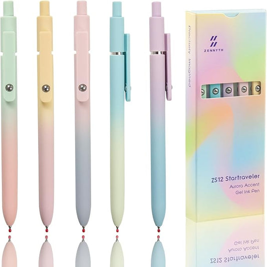ELANE 5 Pcs Colorful Gel Pens,0.5mm Fine Point Quick Dry Black Ink Pen for Journaling Note Taking Writing, High-End Series Pens for Gifts for Doctor Nurse Teacher Students(morandi gradient)