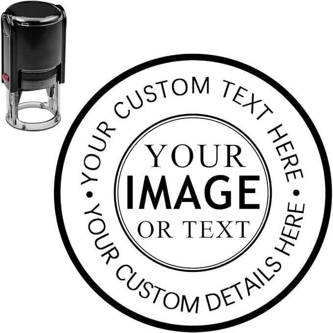 Custom Logo Stamp Personalized Image Self Inking Stamper Customized Business Logo Text Stamps-4 Different Sizes-5 Ink Color Options