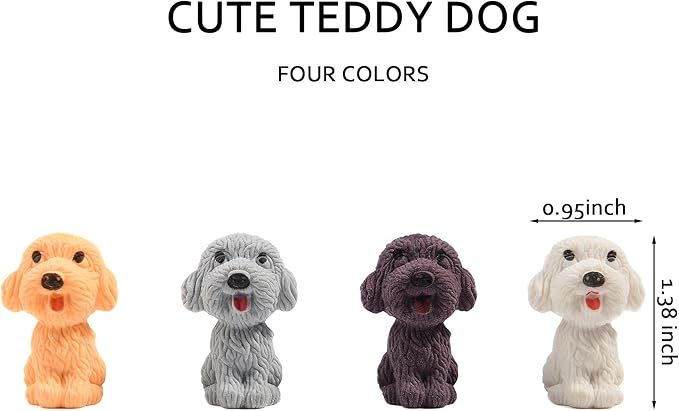 24 Pcs Animal Pencil Erasers Toppers,Pencil Top Erasers,3D Cute Dog Cap Easters Desk Pet Erasers for Kids