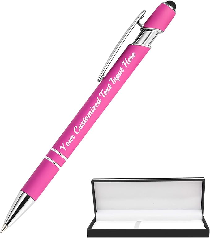 Personalized Ballpoint Pen 1pcs, Custom Pens Free Engraved Bulk with Name Logo, Soft Black Ink Stylus with Touch Metal Office, Gift for Anniversaries, Graduations, Birthdays