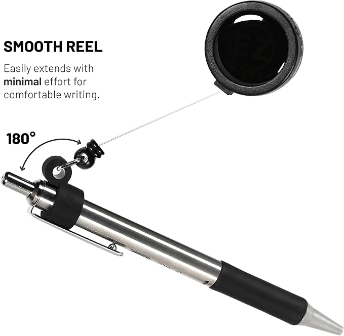EZ Pen 2 Pcs Retractable Pen Reel with Stealth Grip Design and Non-Stop Action