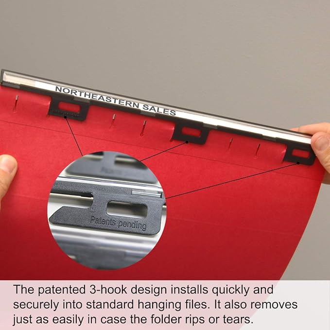 New Ultimate Office MagniFile Insertable Hanging File Folder Tabs. Indexes That Double The Size of Your File Titles to Find Files Fast! (Set of 10), Black