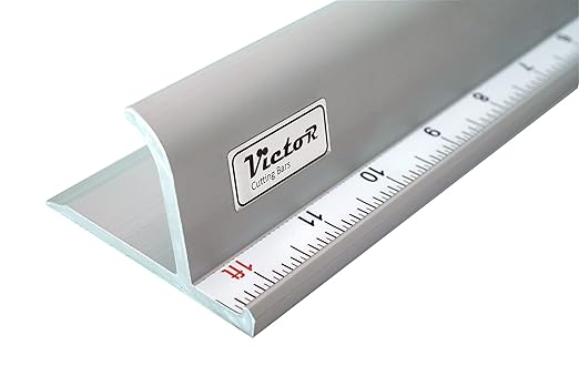 Victor 12-Inch Professional Aluminum Safety Ruler with Finger Guard Edge and Non-Slip Base - Ideal for Precision Cutting and Craft Projects - Durable Cutting Ruler for Safe Use