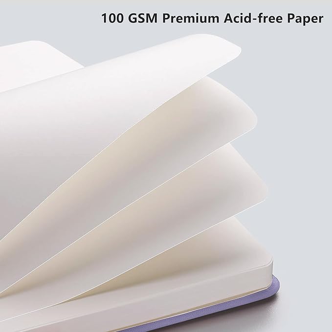 RETTACY Blank Journal Notebook, 192 Pages, A5 Medium Size (5.7'' x 8.3''), Leather Hardcover, 100 GSM Thick Paper, for Sketching, Drawing, Painting (Purple)