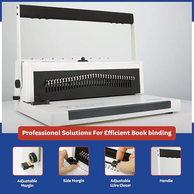TruBind Manual Wire Binding Machine | 22 Sheet Punch Capacity | Bind up to 120 Sheets | 34 Fully Disengageable Dies | 3:1 Pitch | 2-Year Warranty