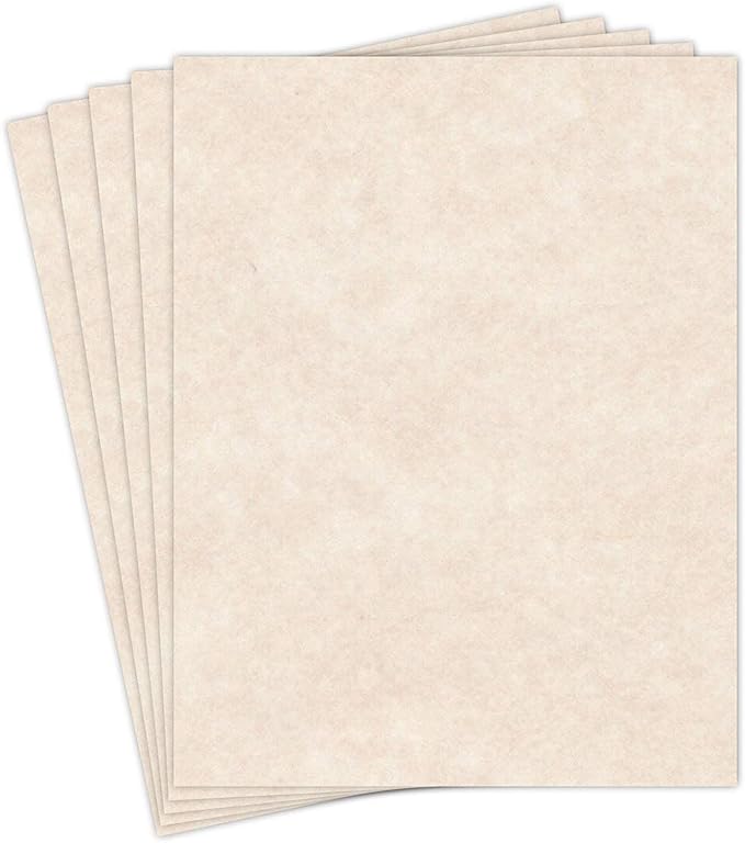 Natural Cream Stationery Parchment Recycled Paper | 65Lb Cover Cardstock | 8.5” x 11” Inches | 50 Sheets Per Pack
