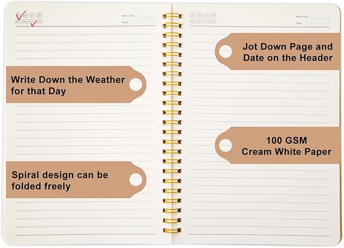 Ruled Spiral Notebook - 6 Pack Lined Notebooks for Work School - A5 Journals Bulk, Soft Cover Travel Journal Spiral for Writing Drawing, 8.2" X 5.8", 60 Sheets/120 Pages