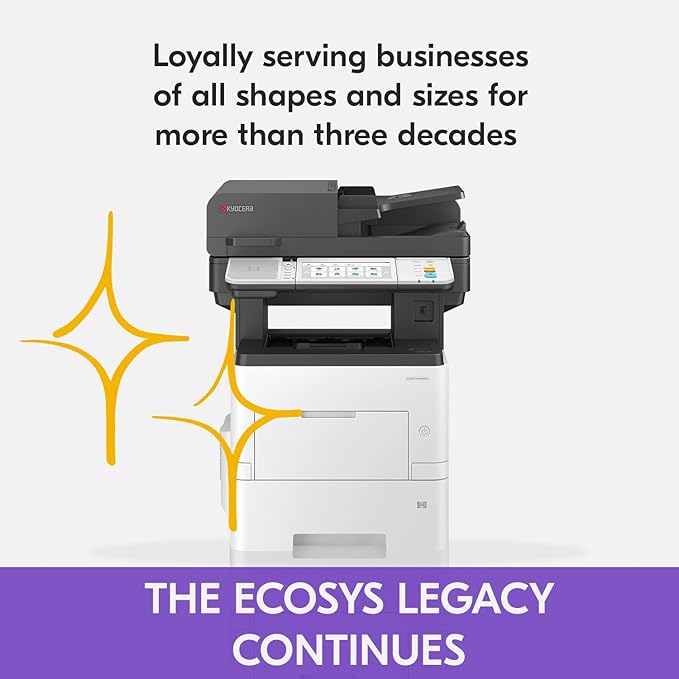 KYOCERA ECOSYS MA6000ifx All-in-One Monochrome Laser Printer (Print/Copy/Scan/Fax), 62 ppm, Up to Fine 1200 dpi, Gigabit Ethernet HyPAS Capable, 7 inch Touchscreen Panel, 512 MB
