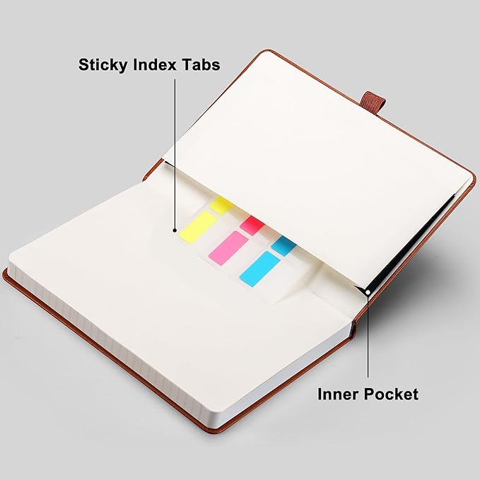 RETTACY Graph Grid Paper Notebook, 192 Pages, A5 Medium Size (5.7'' x 8.3''), 5 Squares per Inch, Leather Hardcover, 100 GSM Thick Paper, for School, Students, Math, Engineering (Brown)