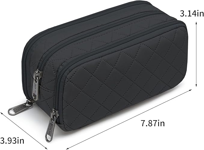 Della Gao Small Pencil Case Large Capacity Pencil Pouch Marker Pen Bag Coin Pouch Office Stationery Organizer (Black-3BKRH)