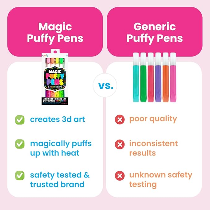Ooly Puffy Paint Neon Gel Pens 2 Pack (12 Pens), 3D Foam Texture Painting Magic Puffy Pen, Creative and Fun Pens for Kids Arts and Crafts Drawing Supplies