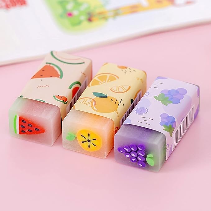 Cute Erasers for Kids Bulk 16 Pack Animal Food Fun Desk Pets Pencil Students School Supplies Prize Gifts Party Favors