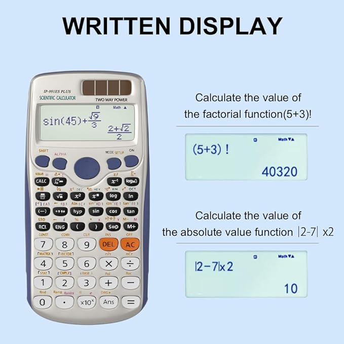 Scientific Calculators, Solar Scientific Calculator Large Screen 417 Function, Calculators Very Suitable for High School and College Students Calculus Algebra and Other Math Textbooks (Solar)
