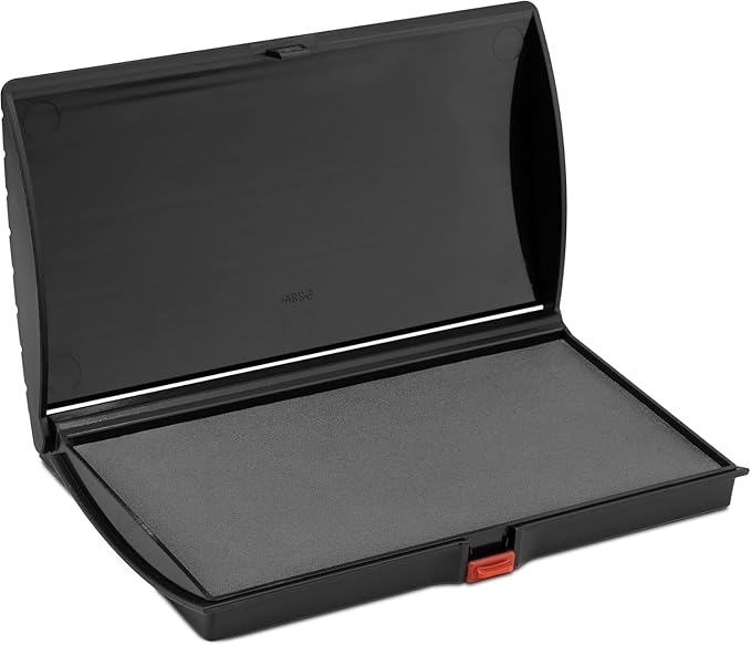 Large Premium Gray Ink Stamp Pad - 3" by 6" - Quality Felt Pad - Case with Closing snap