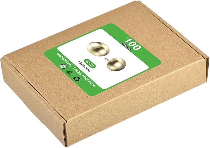uxcell Upholstery Tacks Nail Pins Furniture, 100Pcs 19x23mm Thumb Tack Pins Assortment Kit Carbon Steel for Home Sofa DIY Decorative Nail Heads Nails, Gold