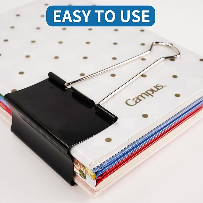 Jumbo Binder Clips 3 Inch - Extra Large Binder Clips 12 Pack, Heavy Duty Office Binder Clips for Paper, Documents, School & Office Supplies (12, 3 inch)