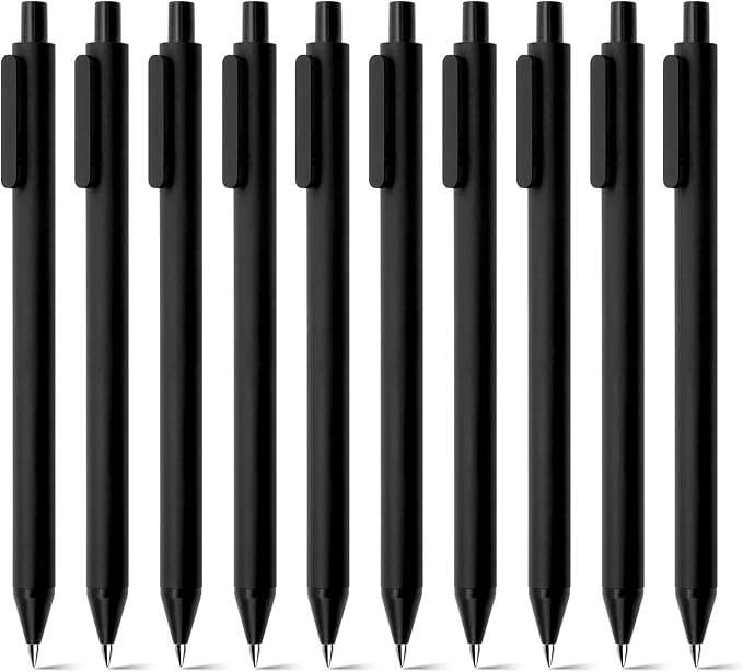 Kaco PURE Gel Pens Black Ink 0.7 mm Medium Point, 10 Pieces Set, Original Design, Quick Drying Aesthetic Note Taking Pens Office Supplies Cute Stationery (10 Black)