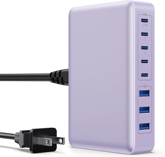 USB C Charger 300W USB C Charger Block 8-Ports GaN IV Fast Charging Station,PD 100W Laptop Charging Hub Wall Adapter Compatible with MacBook/Air,DELL,Steam Desk,iPhone 16/15/14,Galaxy S24 etc