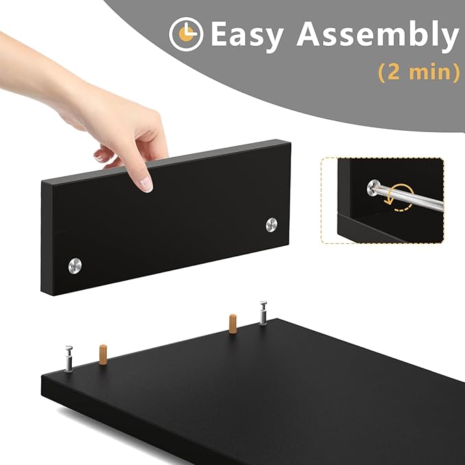 TAVR Dual Monitor Stand Riser Office Desktop Organizer Stand for 2 Monitors, Adjustable Length and Angle 3 Shelf, Extra Long Multifunctional Stand up to 43.3" fit Computer, Laptop, TV, Black