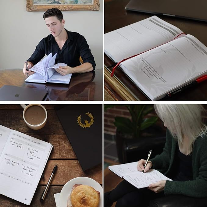 The Phoenix Journal - Best Daily Goal Planner, Organizer, & Calendar for Goal Setting, Gratitude, Happiness, & Productivity - Vision Board & Habit Tracking - 12 Weeks, Undated, Hardcover (Pink)