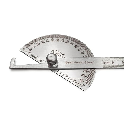 Stainless Steel Angle Protractor, 0-180 Degrees, 10 cm Woodworking Ruler, Angle Measure Tool
