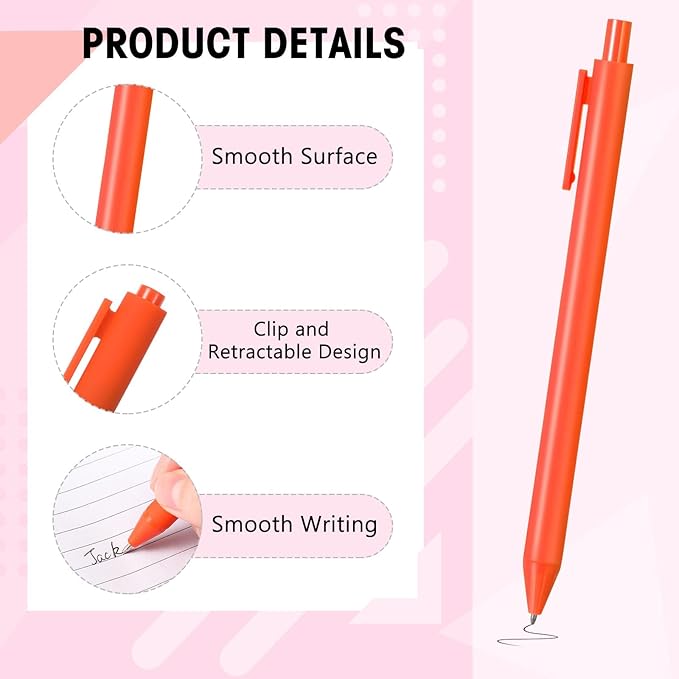 Fulmoon 50 Pcs Ballpoint Pens Bulk Retractable Comfortable Writing Pens Cute Back to School Supplies in Medium Point 1.0 mm for Teacher Student Bridal Shower Baby Shower(Rainbow Colors,Black Ink)