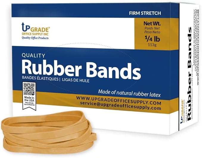 Upgrade Office Supply UPG22964 Rubber Bands, Size 64 (3-1/2 x 1/4), 80 Bands, 1/4 lb Box, USA