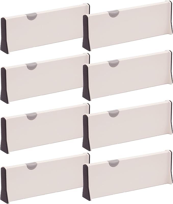 Set of 8 Adjustable Drawer Dividers Organizer Separators Plastic Dresser Organizer for Bedroom, Bathroom, Closet, Office Desk, Kitchen Storage