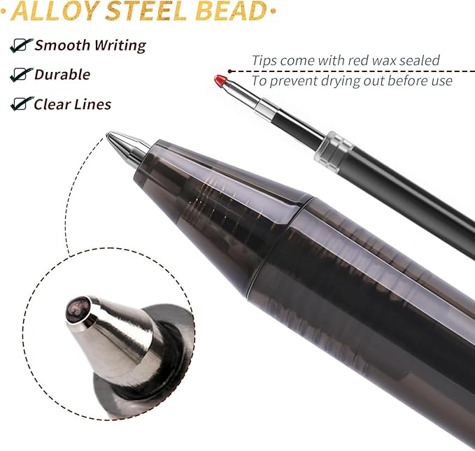 Black Gel Pens Bulk, Fine Point Smooth Writing No Smudge, 0.7mm Ink, Retractable Rollerball, Server, Office Lapiceros (60 Pack)