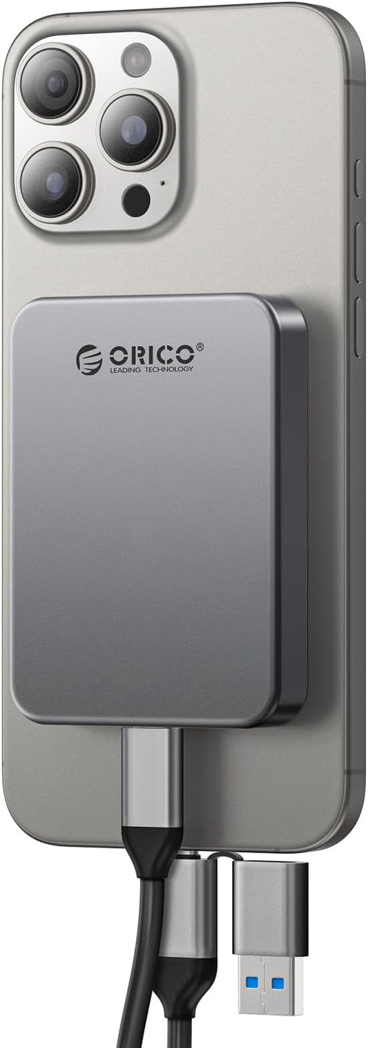 ORICO 1TB Magnetic Portable SSD, Metal Body, 4K 120 fps ProRes HDR Record and Store, Up to 460MB/s, USB C&A 2 in 1 Cable, External SSD Compatible with iPhone 16 Pro Max, Tablet, Computer - K5PLUS