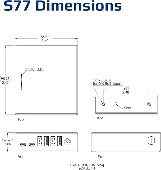 Managed USB Switch/Hub 2 Computers - 4 Port, Fast Charge (2.5A), Industrial Grade, Programmable Compatible with Mac/Windows/Linux USB 2.0