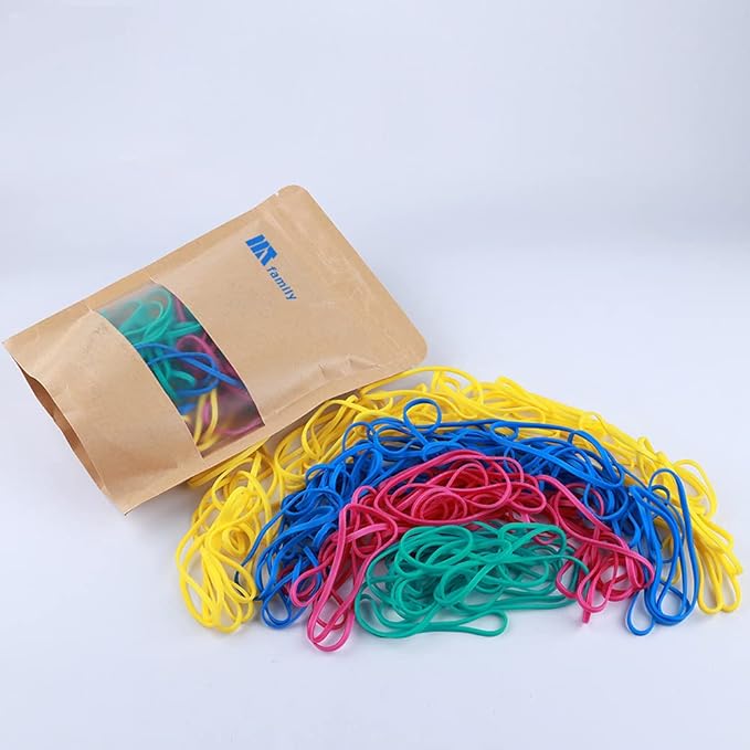 Rubber Bands, Matfamily Size 33 (3 1/2" x 1/8'') Colorful Natural Rubber Band, 33 Heavy Duty Elastic Office Supplies Rubber Bands for Office Files Bank Paper Bills Money or School (1/4 Pound Bag)